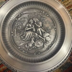 Decorative Silver Plate with Romantic Scene